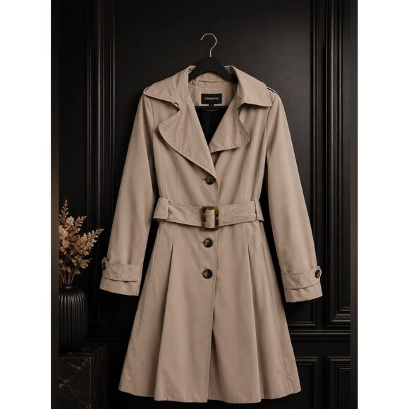 London Fog Jackets & Blazers - London Fog Belted Trench Coat Taupe Water Resistant Classic Elevated Small NWOT